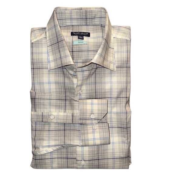 Peter Millar Crown Crafted Axe Winter Soft Twill Shirt Flex Finish British Grey - Picture 13 of 16